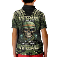 Veterans Day Kid Polo Shirt War Never Leaves A Veteran Proud Military