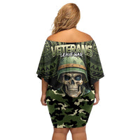 Veterans Day Off Shoulder Short Dress War Never Leaves A Veteran Proud Military LT9 - Polynesian Pride