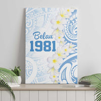 Palau 1981 Tribal Tattoo Canvas Wall Art with Belau Plumeria Flowers