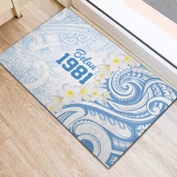 Palau 1981 Tribal Tattoo Rubber Doormat with Belau Plumeria Flowers