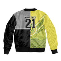 Custom Cricket AUNZ Spirit Sleeve Zip Bomber Jacket Aussie New Zealand Retro Edition LT9 - Polynesian Pride