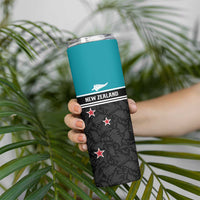 Custom NZ Cricket Pride Skinny Tumbler Silver Fern Fan Supporter Apparel - Polynesian Pride