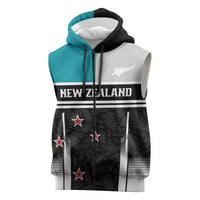 Custom NZ Cricket Pride Sleeveless Zip Hoodie Silver Fern Fan Supporter Apparel LT9 Black - Polynesian Pride