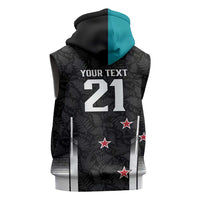 Custom NZ Cricket Pride Sleeveless Zip Hoodie Silver Fern Fan Supporter Apparel - Polynesian Pride