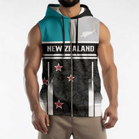 Custom NZ Cricket Pride Sleeveless Zip Hoodie Silver Fern Fan Supporter Apparel - Polynesian Pride
