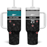 Custom NZ Cricket Pride Tumbler With Handle Silver Fern Fan Supporter Apparel - Polynesian Pride