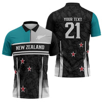 Custom NZ Cricket Pride Zipper Polo Shirt Silver Fern Fan Supporter Apparel - Polynesian Pride