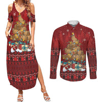 Funny Kiwi Bird Xmas Tree Couples Matching Summer Maxi Dress and Long Sleeve Button Shirt New Zealand Tribal Christmas Spirit - Polynesian Pride