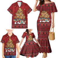 Funny Kiwi Bird Xmas Tree Family Matching Mermaid Dress and Hawaiian Shirt New Zealand Tribal Christmas Spirit - Polynesian Pride