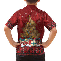Funny Kiwi Bird Xmas Tree Family Matching Off The Shoulder Long Sleeve Dress and Hawaiian Shirt New Zealand Tribal Christmas Spirit - Polynesian Pride