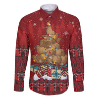 Funny Kiwi Bird Xmas Tree Family Matching Off The Shoulder Long Sleeve Dress and Hawaiian Shirt New Zealand Tribal Christmas Spirit - Polynesian Pride