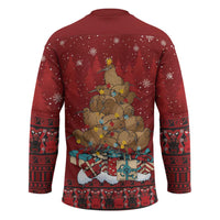 Funny Kiwi Bird Xmas Tree Hockey Jersey New Zealand Tribal Christmas Spirit - Polynesian Pride