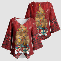 Funny Kiwi Bird Xmas Tree Kimono Sleeve Blouse New Zealand Tribal Christmas Spirit - Polynesian Pride