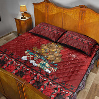 Funny Kiwi Bird Xmas Tree Quilt Bed Set New Zealand Tribal Christmas Spirit - Polynesian Pride