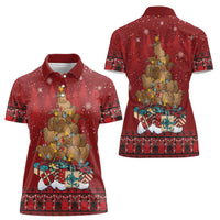 Funny Kiwi Bird Xmas Tree Women Polo Shirt New Zealand Tribal Christmas Spirit - Polynesian Pride