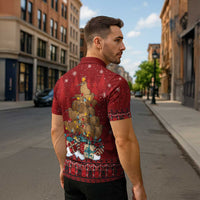 Funny Kiwi Bird Xmas Tree Zipper Polo Shirt New Zealand Tribal Christmas Spirit - Polynesian Pride