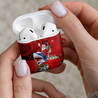 Funny Santa Riding Shark AirPods Case Polynesian Tribal Christmas Spirit LT9 - Polynesian Pride