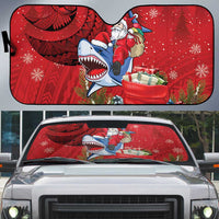 Funny Santa Riding Shark Auto Sun Shade Polynesian Tribal Christmas Spirit LT9 Red - Polynesian Pride