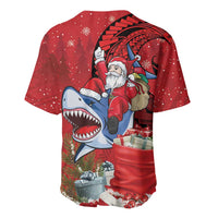 Funny Santa Riding Shark Baseball Jersey Polynesian Tribal Christmas Spirit LT9 - Polynesian Pride