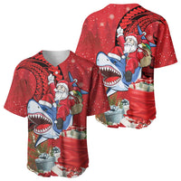 Funny Santa Riding Shark Baseball Jersey Polynesian Tribal Christmas Spirit LT9 - Polynesian Pride