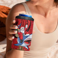 Funny Santa Riding Shark 4 in 1 Can Cooler Tumbler Polynesian Tribal Christmas Spirit - Polynesian Pride