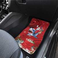 Funny Santa Riding Shark Car Mats Polynesian Tribal Christmas Spirit LT9 - Polynesian Pride