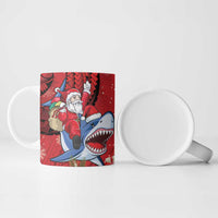 Funny Santa Riding Shark Ceramic Mug Polynesian Tribal Christmas Spirit - Polynesian Pride