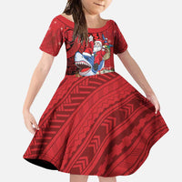 Funny Santa Riding Shark Family Matching Mermaid Dress and Hawaiian Shirt Polynesian Tribal Christmas Spirit - Polynesian Pride