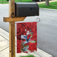 Funny Santa Riding Shark Garden Flag Polynesian Tribal Christmas Spirit - Polynesian Pride