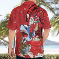 Funny Santa Riding Shark Hawaiian Shirt Polynesian Tribal Christmas Spirit - Polynesian Pride