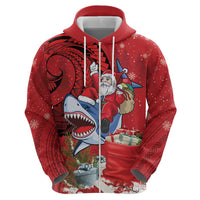 Funny Santa Riding Shark Hoodie Polynesian Tribal Christmas Spirit - Polynesian Pride
