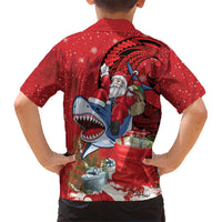 Funny Santa Riding Shark Kid Hawaiian Shirt Polynesian Tribal Christmas Spirit LT9 - Polynesian Pride