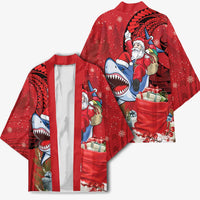 Funny Santa Riding Shark Kimono Polynesian Tribal Christmas Spirit - Polynesian Pride