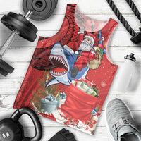 Funny Santa Riding Shark Men Tank Top Polynesian Tribal Christmas Spirit - Polynesian Pride