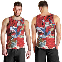 Funny Santa Riding Shark Men Tank Top Polynesian Tribal Christmas Spirit - Polynesian Pride