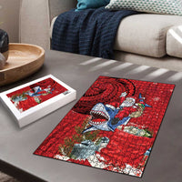 Funny Santa Riding Shark Puzzle Polynesian Tribal Christmas Spirit - Polynesian Pride