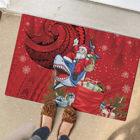 Funny Santa Riding Shark Rubber Doormat Polynesian Tribal Christmas Spirit - Polynesian Pride