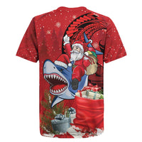 Funny Santa Riding Shark Rugby Jersey Polynesian Tribal Christmas Spirit LT9 - Polynesian Pride