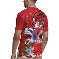 Funny Santa Riding Shark Rugby Jersey Polynesian Tribal Christmas Spirit LT9 - Polynesian Pride