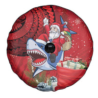 Funny Santa Riding Shark Spare Tire Cover Polynesian Tribal Christmas Spirit - Polynesian Pride