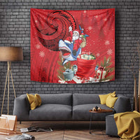 Funny Santa Riding Shark Tapestry Polynesian Tribal Christmas Spirit - Polynesian Pride