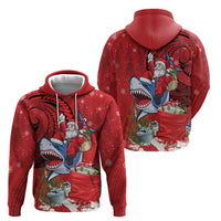 Funny Santa Riding Shark Zip Hoodie Polynesian Tribal Christmas Spirit - Polynesian Pride