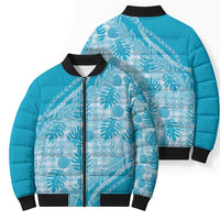 Hawaii Breadfruit Palaka Bomber Puffer Jacket Polu Maile Lei LT9 - Polynesian Pride
