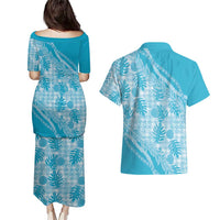 Hawaii Breadfruit Palaka Couples Matching Puletasi and Hawaiian Shirt Polu Maile Lei LT9 - Polynesian Pride