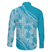 Hawaii Breadfruit Palaka Family Matching Off The Shoulder Long Sleeve Dress and Hawaiian Shirt Polu Maile Lei - Polynesian Pride