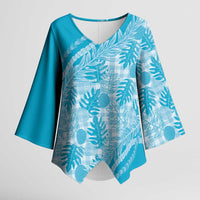 Hawaii Breadfruit Palaka Kimono Sleeve Blouse Polu Maile Lei - Polynesian Pride