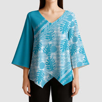 Hawaii Breadfruit Palaka Kimono Sleeve Blouse Polu Maile Lei - Polynesian Pride