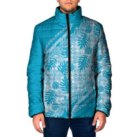 Hawaii Breadfruit Palaka Padded Jacket Polu Maile Lei LT9 Men Blue - Polynesian Pride