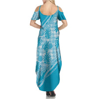 Hawaii Breadfruit Palaka Summer Maxi Dress Polu Maile Lei LT9 - Polynesian Pride