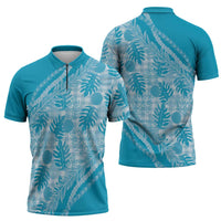 Hawaii Breadfruit Palaka Zipper Polo Shirt Polu Maile Lei LT9 - Polynesian Pride